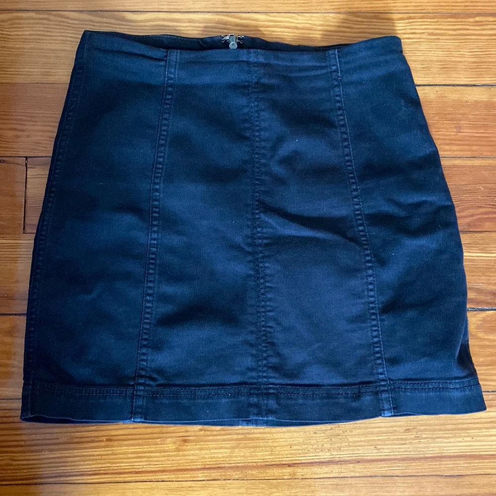 Free People black denim skirt